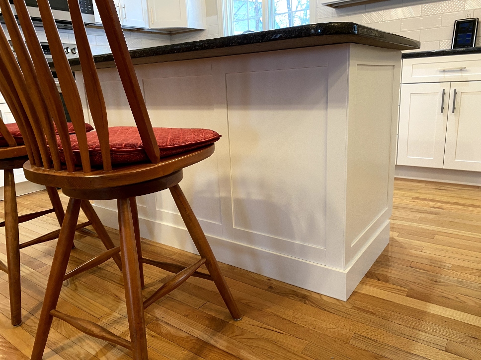 Decorative panel detail on kitchen island cabinetry