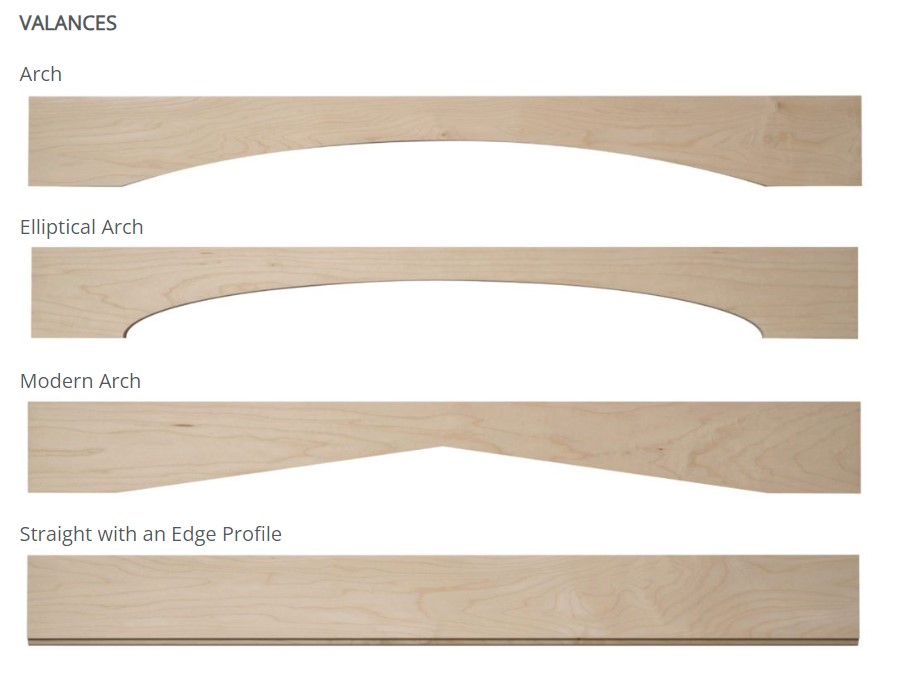 Decorative valances added to kitchen cabinets during professional cabinet refacing renovation