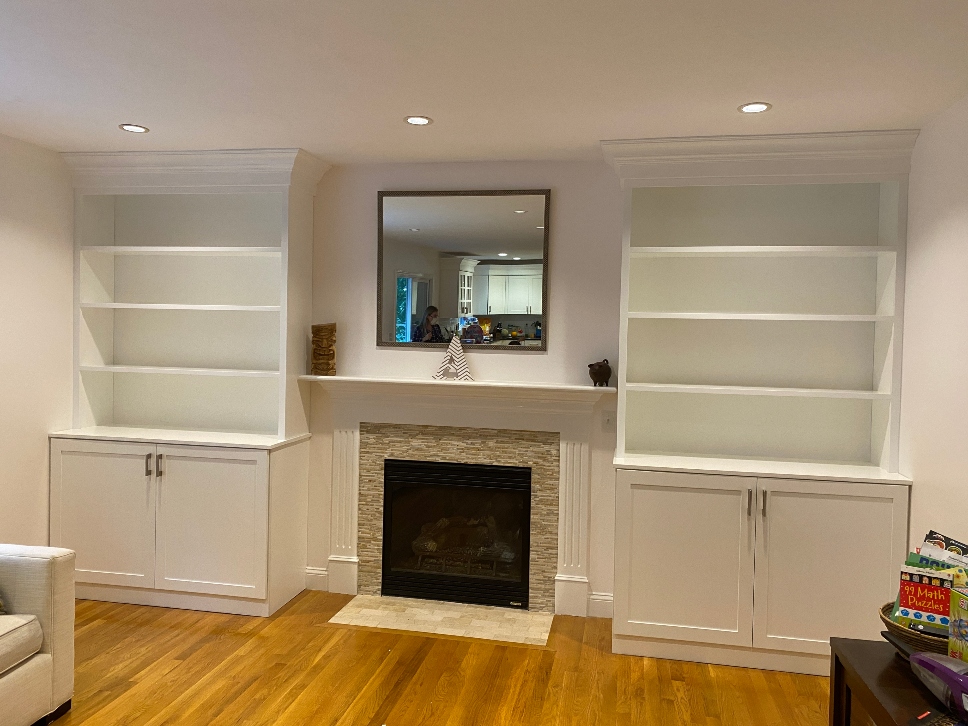 Custom built-in bookcase cabinetry installation