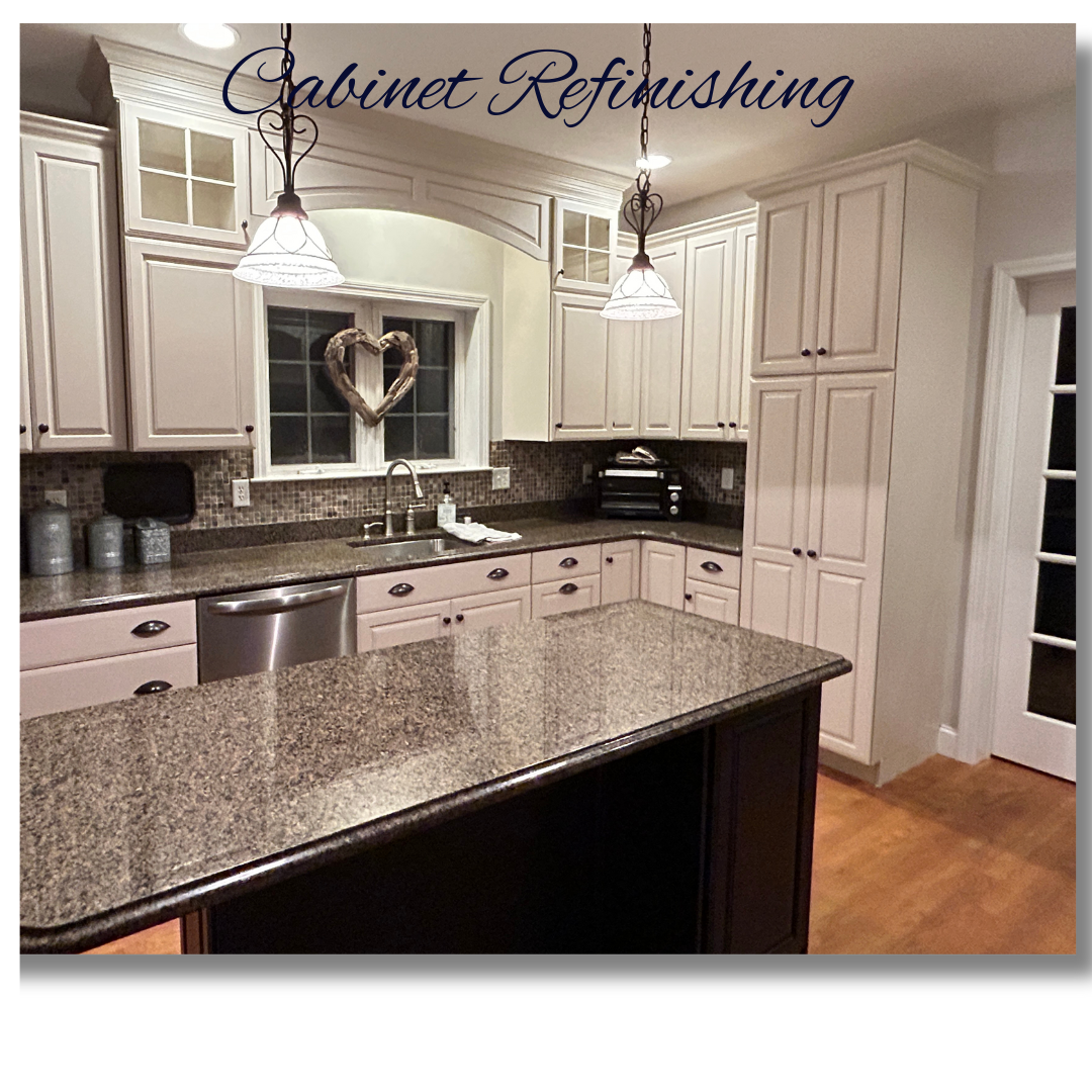 Two-tone kitchen cabinet painting — white upper cabinets with navy lower cabinets Massachusetts