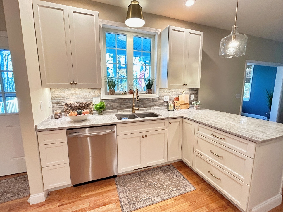 White shaker cabinet refacing in Belchertown, MA