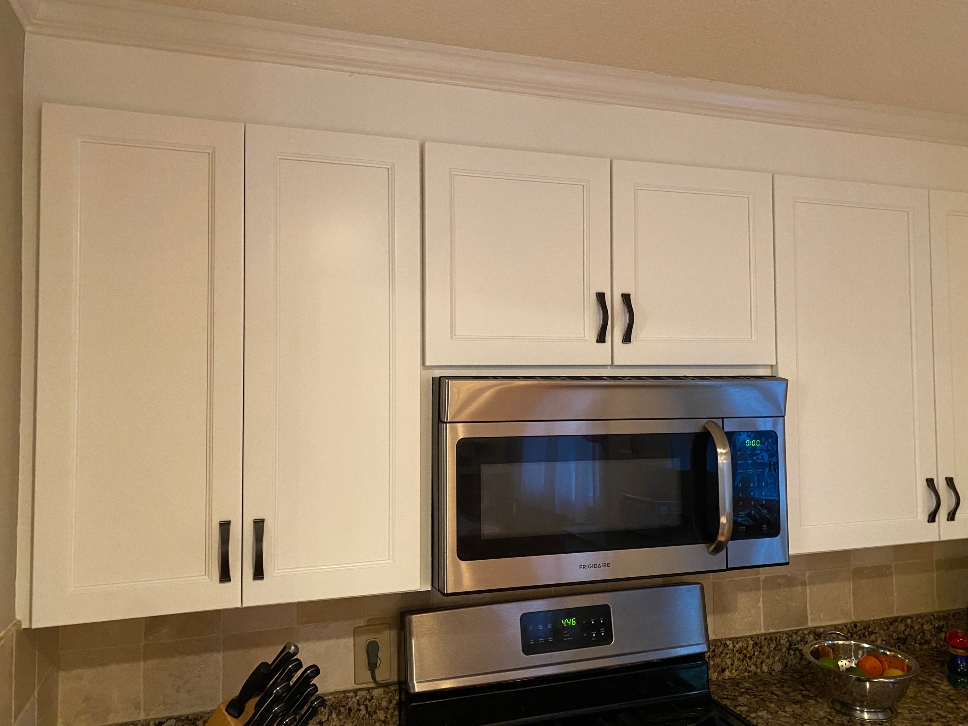 Shaker refacing on 1950s cabinets in Wilbraham, MA