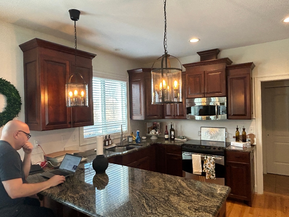 Kitchen cabinets before professional refinishing