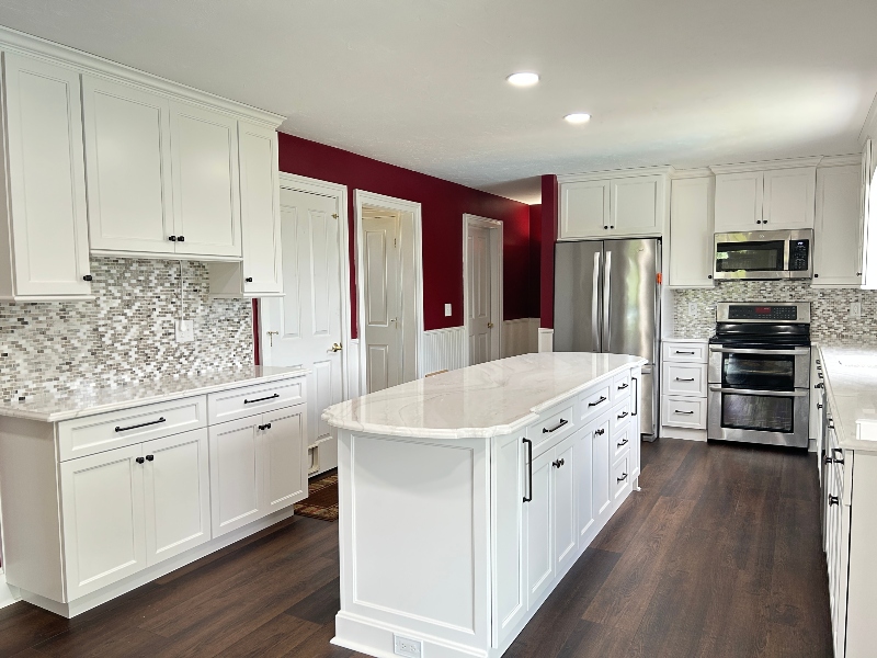 Custom add-on cabinetry extending existing kitchen in North Brookfield, MA