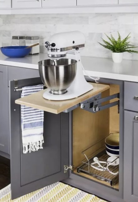 Stand mixer lift appliance cabinet insert