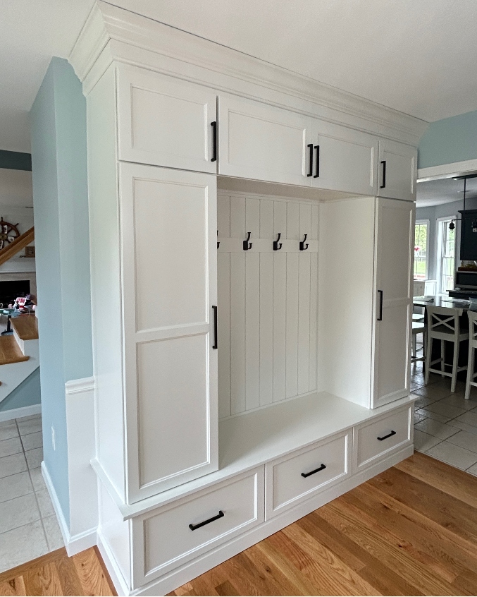 Custom mudroom cabinetry in Ludlow, MA