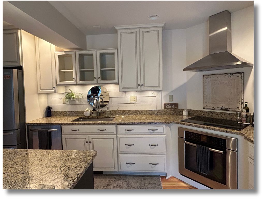 Professionally painted and glazed farmhouse kitchen cabinets