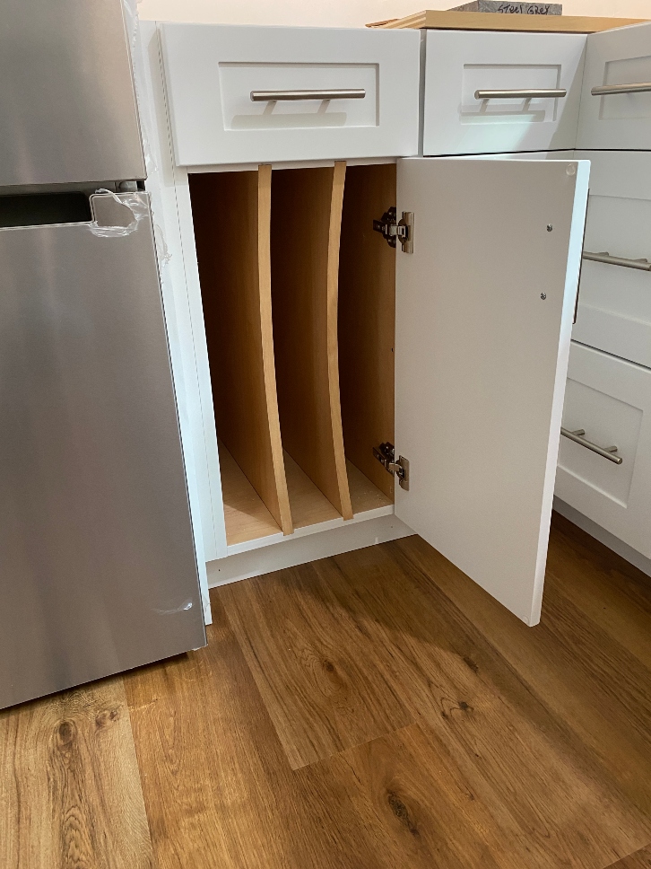 Pan divider organizer insert for kitchen cabinet storage