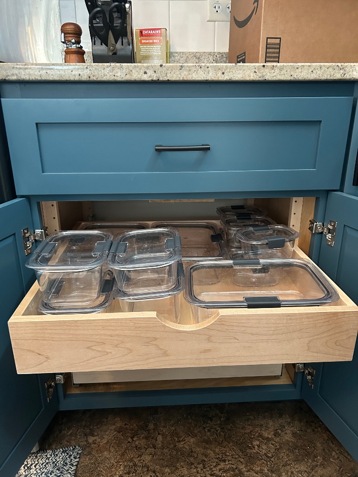 Pullout drawer upgrade installed in Amherst, MA kitchen